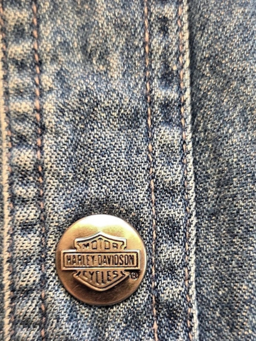 Harley-Davidson American Legend Denim Button-Down Shirt Blue 2XL - Picture 5 of 5